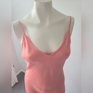 Express Coral Satin V Neck Slip Dess